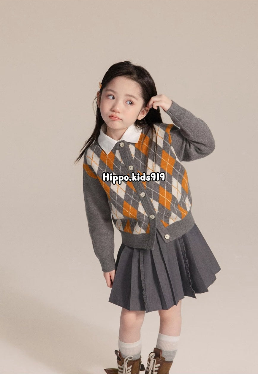 80-160cm ♥︎ سترة ريترو بتصميم متداخل وألوان متباينة|لونان