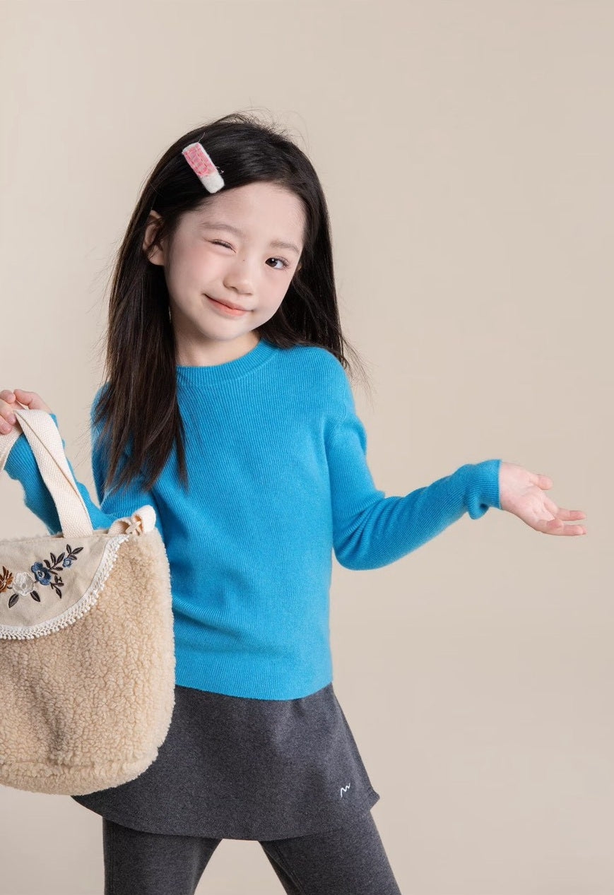 110-170cm 親子裝|桑蠶絲+羊毛針織圓領氧氣衣|基礎單品