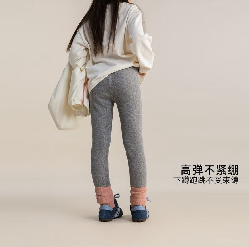 110-160cm中大童.女童|天絲萊賽爾複合奧利絨加絨修身打底褲