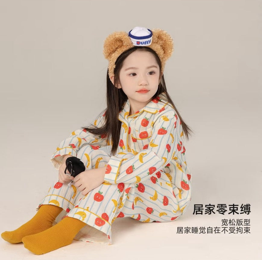 110-170cm 兒童棉紗家居服|全棉雙層紗睡衣套裝