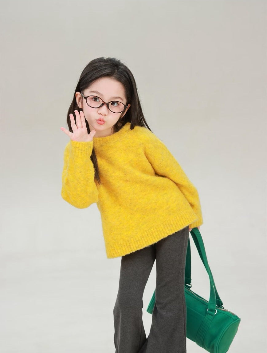100-160cm ♥︎ 兒童素色落肩寬鬆針織衣|2 colors