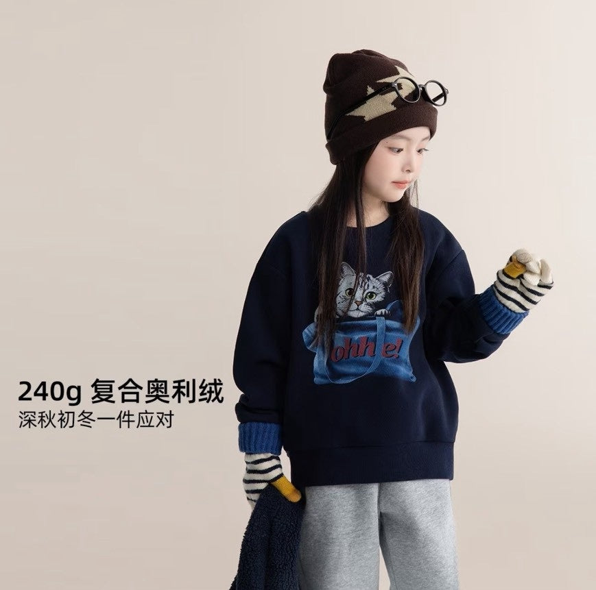 110-160cm ♥︎ 兒童加絨卡通大學T|4 colors