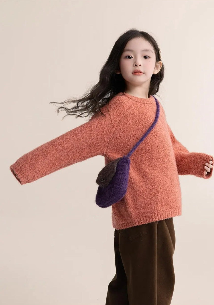 110-160cm ♥︎ 純色顆粒絨女童針織毛衣|4 colors