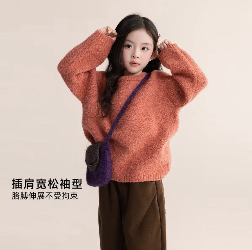 110-160cm ♥︎ 純色顆粒絨女童針織毛衣|4 colors