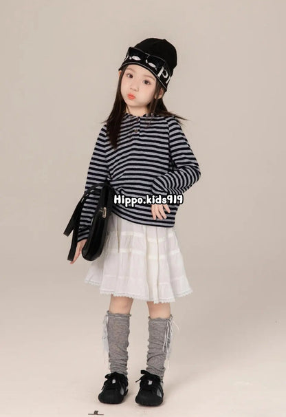 110-170cm 中大童雪花麻條紋連帽上衣｜百搭單品