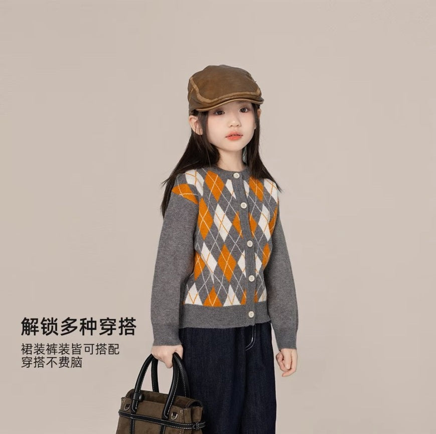 80-160cm ♥︎ سترة ريترو بتصميم متداخل وألوان متباينة｜لونان
