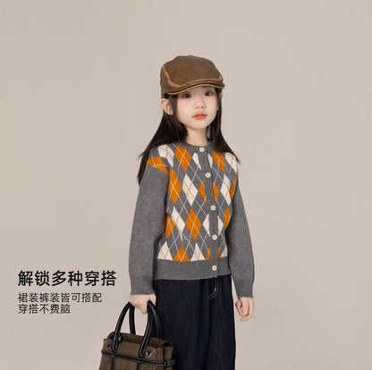 80-160cm ♥︎ سترة ريترو بتصميم متداخل وألوان متباينة｜لونان
