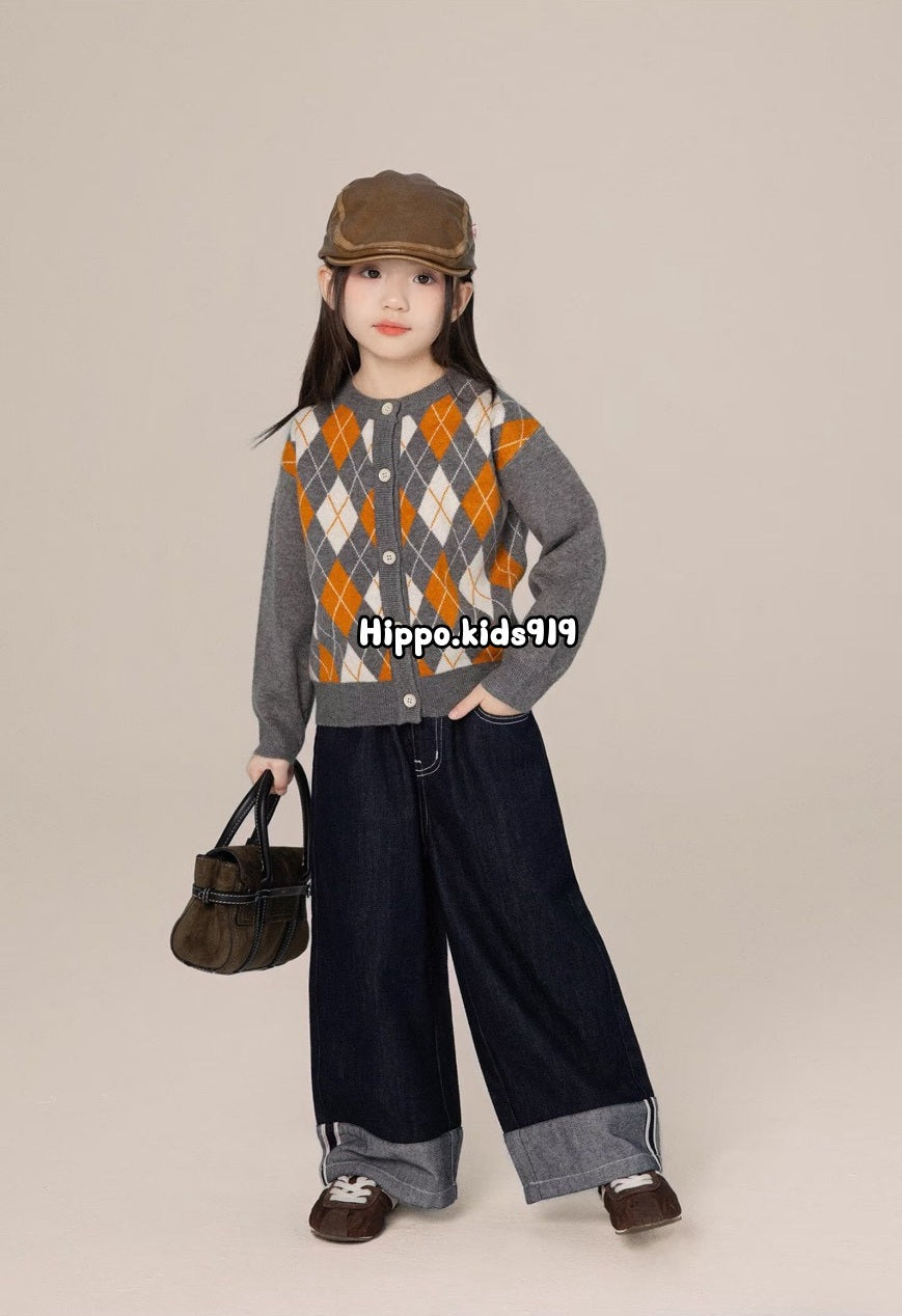 80-160cm ♥︎ سترة ريترو بتصميم متداخل وألوان متباينة｜لونان
