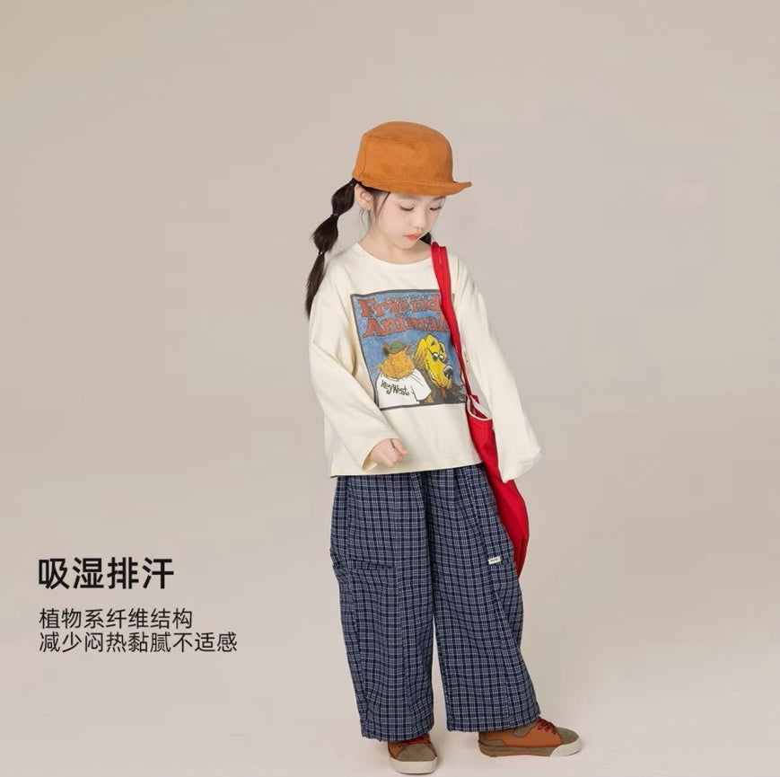 110-160cm兒童美式卡通長袖T恤｜雲朵絨