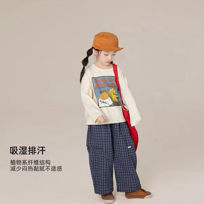 110-160cm兒童美式卡通長袖T恤｜雲朵絨