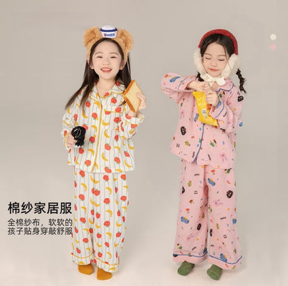 110-170cm 兒童棉紗家居服｜全棉雙層紗睡衣套裝