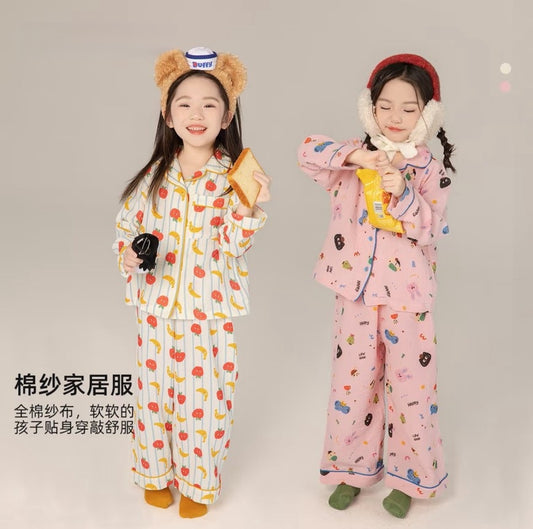 110-170cm 兒童棉紗家居服｜全棉雙層紗睡衣套裝