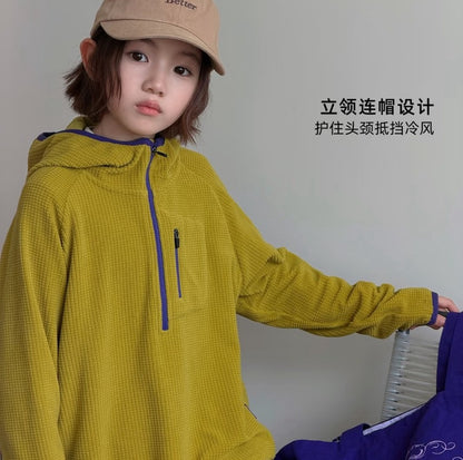 80-160cm ♥︎ سترة ريترو بتصميم متداخل وألوان متباينة｜لونان