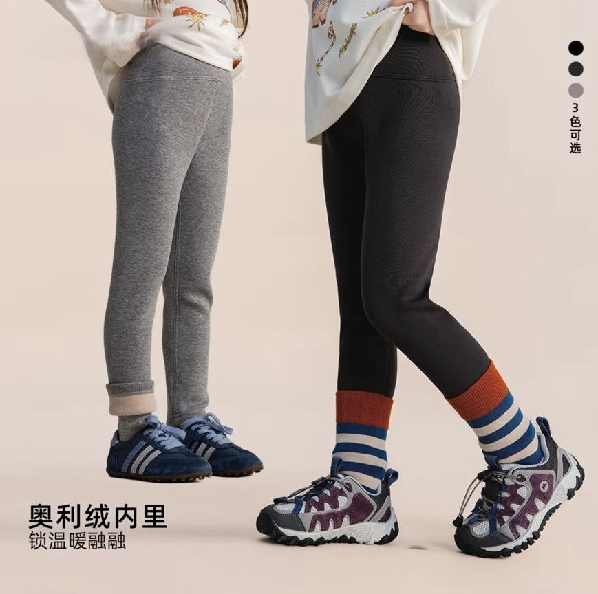 110-160cm中大童．女童｜天絲萊賽爾複合奧利絨加絨修身打底褲