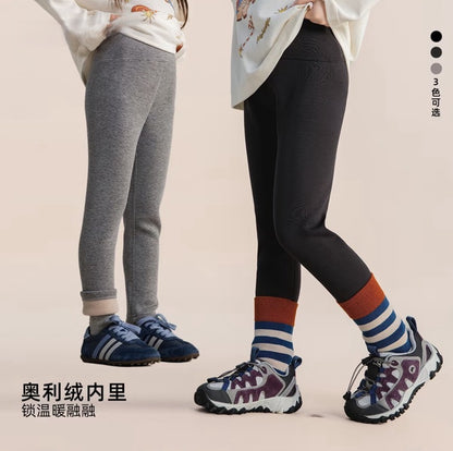 110-160cm中大童．女童｜天絲萊賽爾複合奧利絨加絨修身打底褲