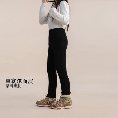 110-160cm中大童．女童｜天絲萊賽爾複合奧利絨加絨修身打底褲