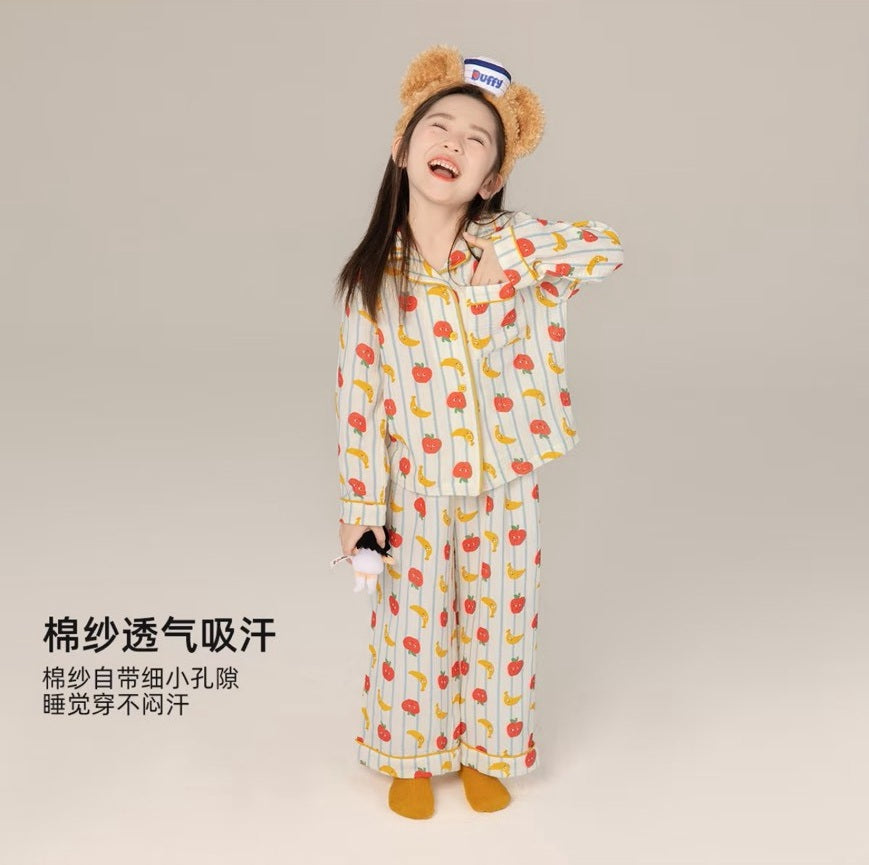 110-170cm 兒童棉紗家居服｜全棉雙層紗睡衣套裝