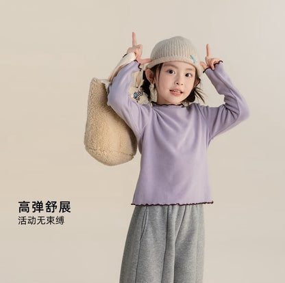 110-160cm 女童．中大童｜慕斯絨木耳邊長袖打底衫