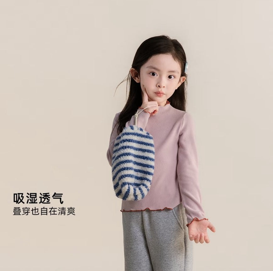 110-160cm 女童．中大童｜慕斯絨木耳邊長袖打底衫