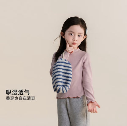 110-160cm 女童．中大童｜慕斯絨木耳邊長袖打底衫