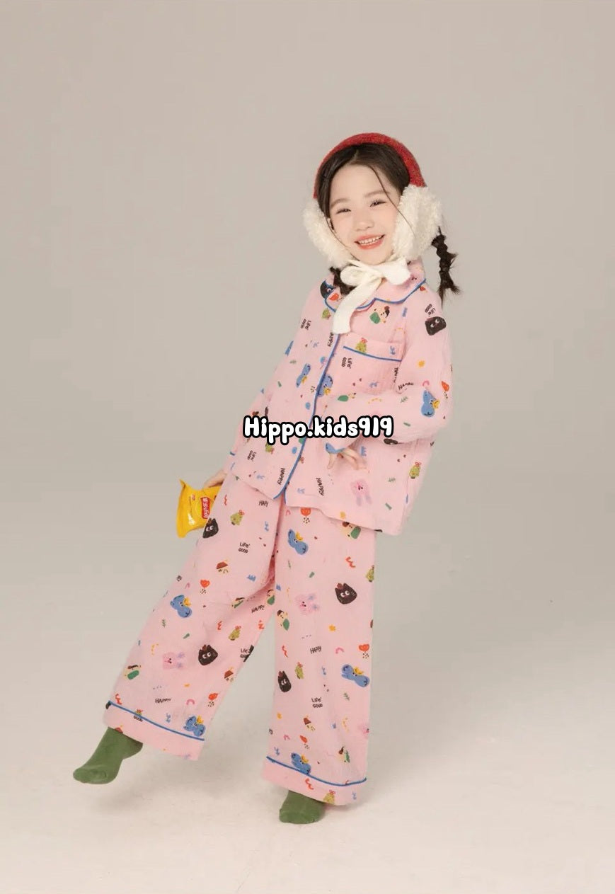 110-170cm 兒童棉紗家居服｜全棉雙層紗睡衣套裝