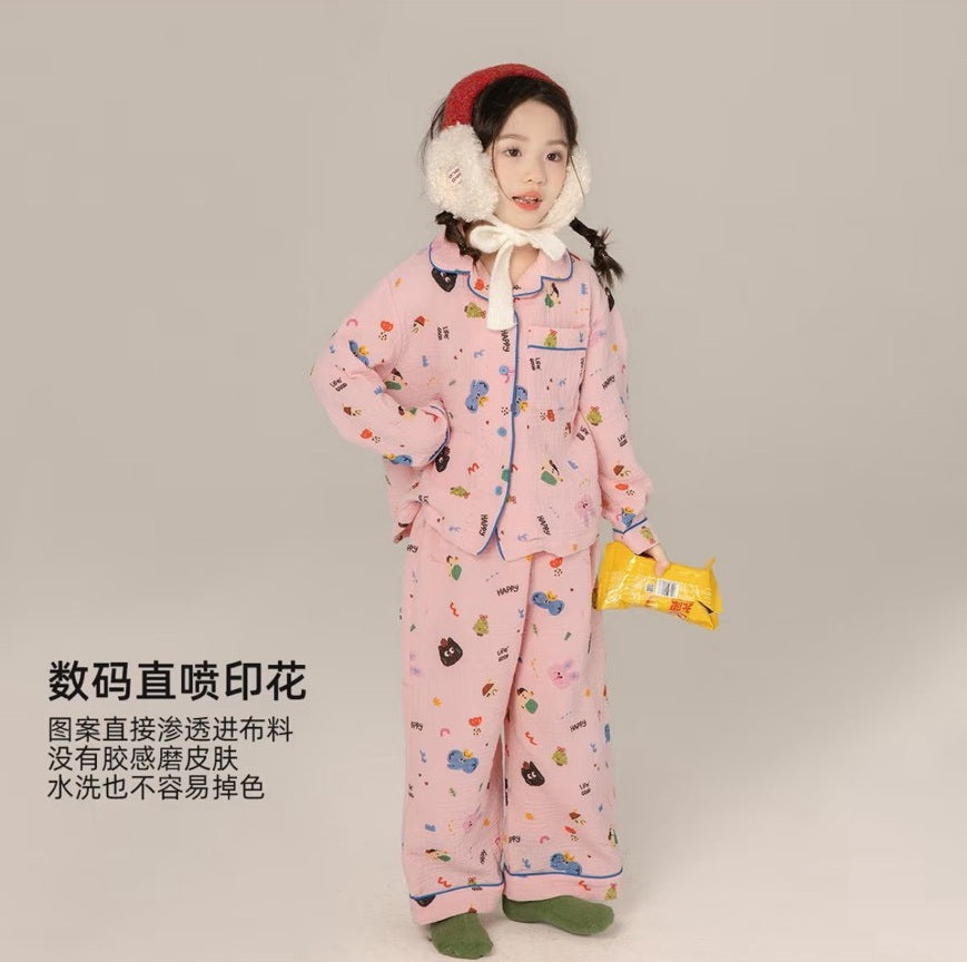 110-170cm 兒童棉紗家居服｜全棉雙層紗睡衣套裝