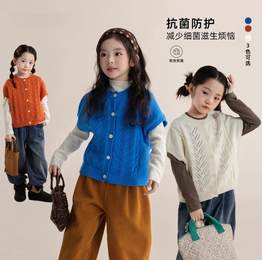 110-160cm中大童｜兒童鋅離子抗菌針織背心｜有效抑菌