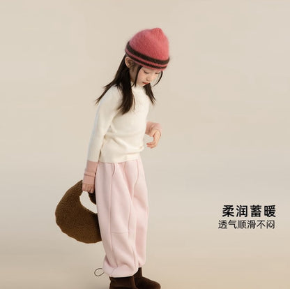 110-160cm中大童｜兒童安柔絨長袖撞色針織衫｜改良抗起球