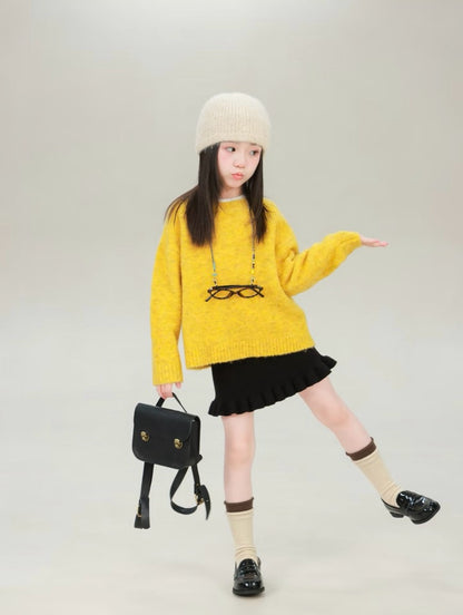 100-160cm ♥︎ 兒童素色落肩寬鬆針織衣｜2 colors