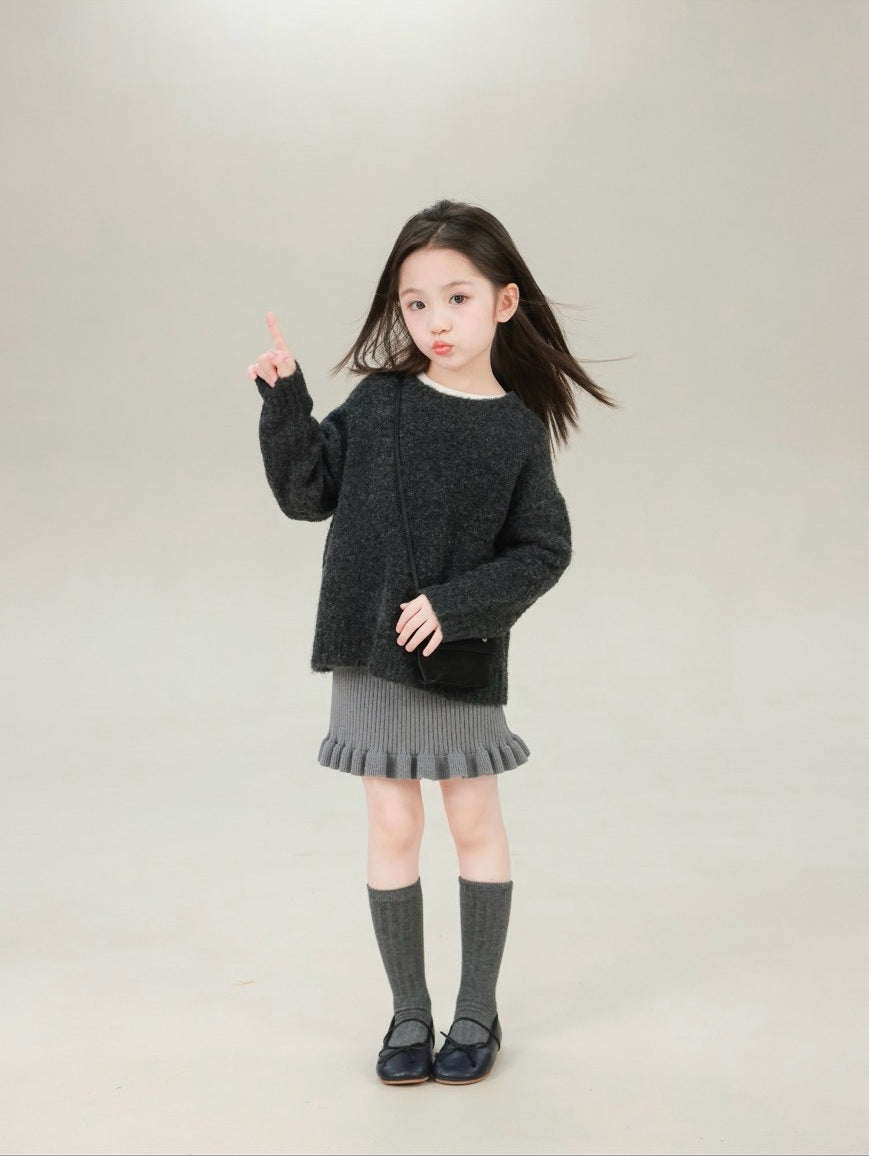 100-160cm ♥︎ 兒童素色落肩寬鬆針織衣｜2 colors