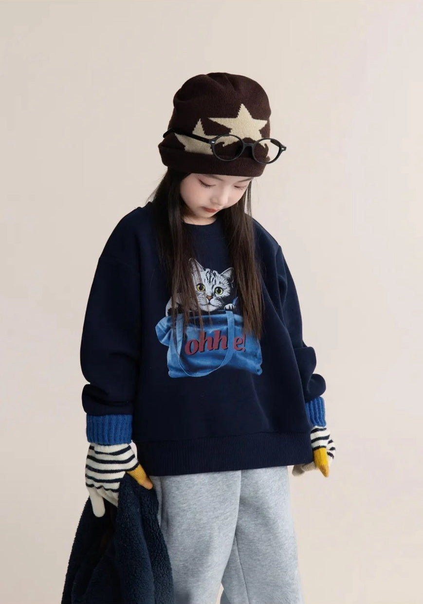 110-160cm ♥︎ 兒童加絨卡通大學T｜4 colors