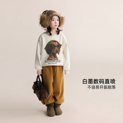 110-160cm ♥︎ 兒童加絨卡通大學T｜4 colors