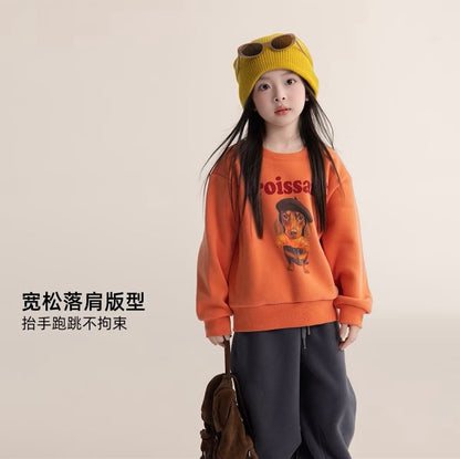 110-160cm ♥︎ 兒童加絨卡通大學T｜4 colors