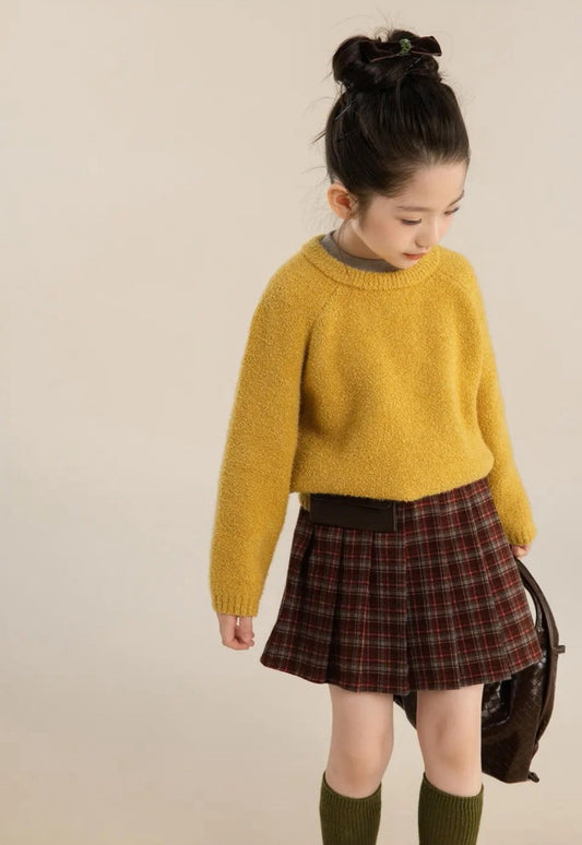 110-160cm ♥︎ 純色顆粒絨女童針織毛衣｜4 colors