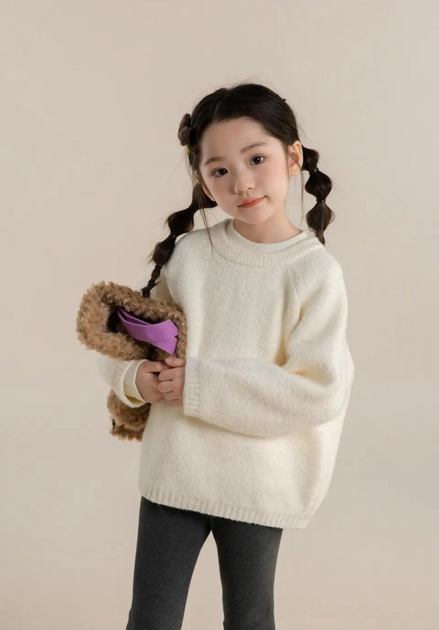 110-160cm ♥︎ 純色顆粒絨女童針織毛衣｜4 colors