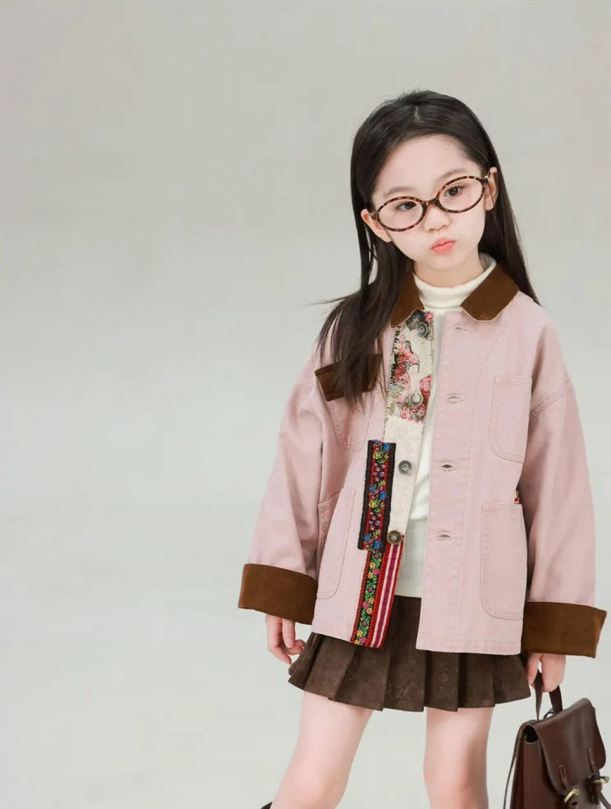 80-160cm ♥︎ 兒童復古拼接撞色外套｜2 colors