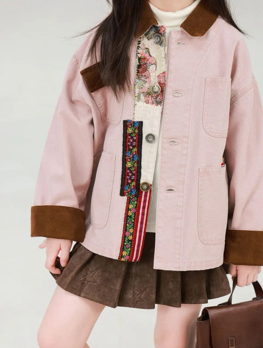 80-160cm ♥︎ 兒童復古拼接撞色外套｜2 colors