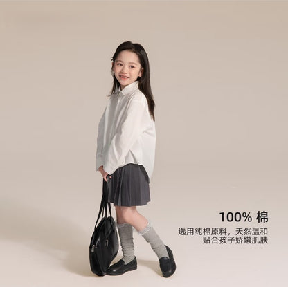 110-160cm兒童小翻領長袖白襯衫｜正式穿搭